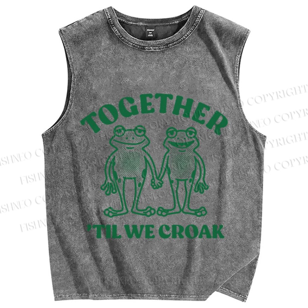 Unisex Frog Together Printed Washed Tank Top