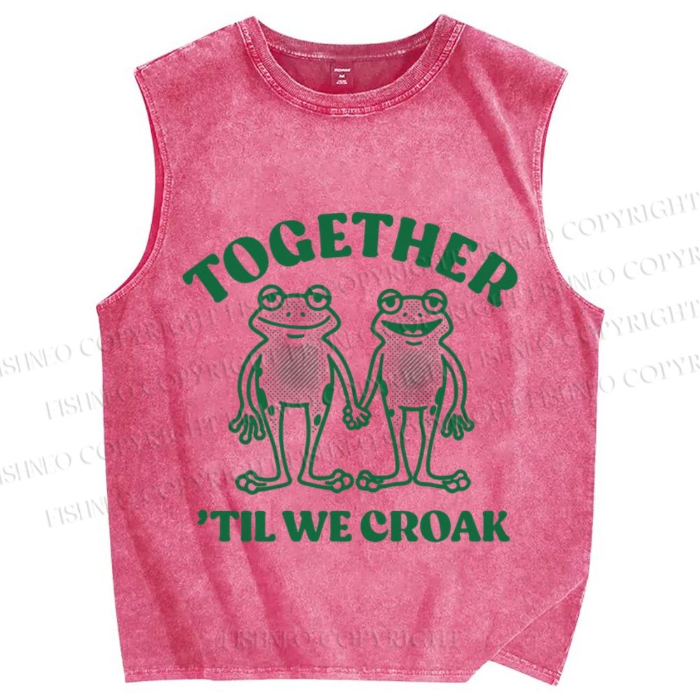 Unisex Frog Together Printed Washed Tank Top