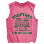 Unisex Frog Together Printed Washed Tank Top