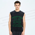 Unisex Frog Together Printed Washed Tank Top