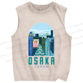 Unisex Osaka Japan Printed Washed Tank Top