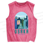Unisex Osaka Japan Printed Washed Tank Top