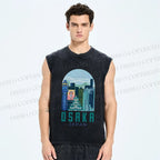 Unisex Osaka Japan Printed Washed Tank Top