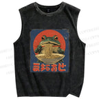 Unisex Ramen Frog Printed Washed Tank Top