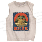Unisex Ramen Frog Printed Washed Tank Top