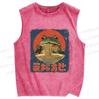 Unisex Ramen Frog Printed Washed Tank Top
