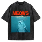 Funny Meows Cat Vintage Washed T-shirt