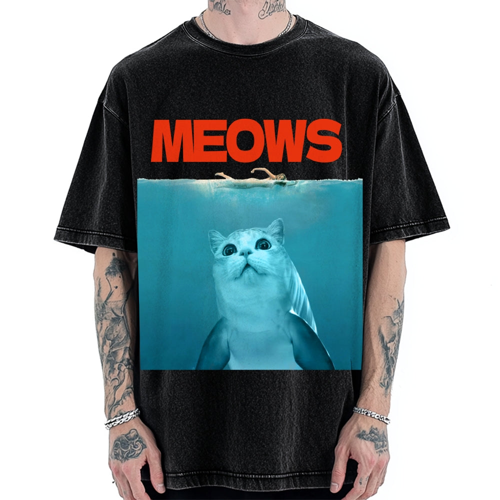 Funny Meows Cat Vintage Washed T-shirt