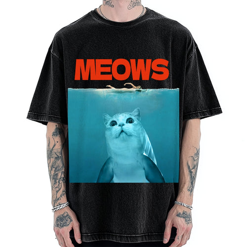 Funny Meows Cat Vintage Washed T-shirt