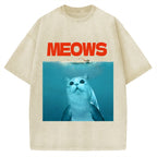 Funny Meows Cat Vintage Washed T-shirt