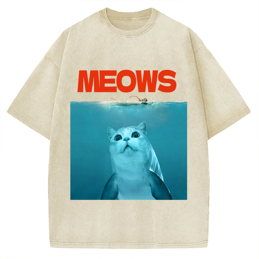 Funny Meows Cat Vintage Washed T-shirt
