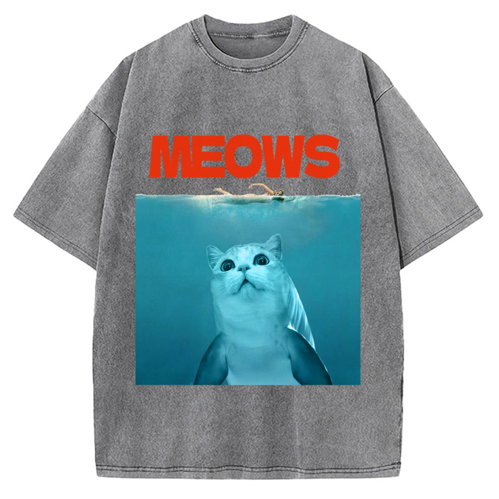 Funny Meows Cat Vintage Washed T-shirt