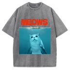Funny Meows Cat Vintage Washed T-shirt