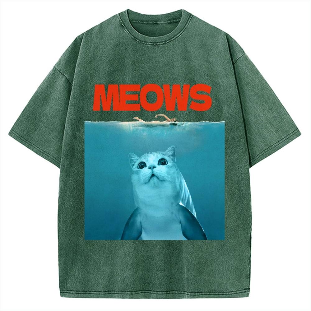 Funny Meows Cat Vintage Washed T-shirt