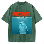 Funny Meows Cat Vintage Washed T-shirt