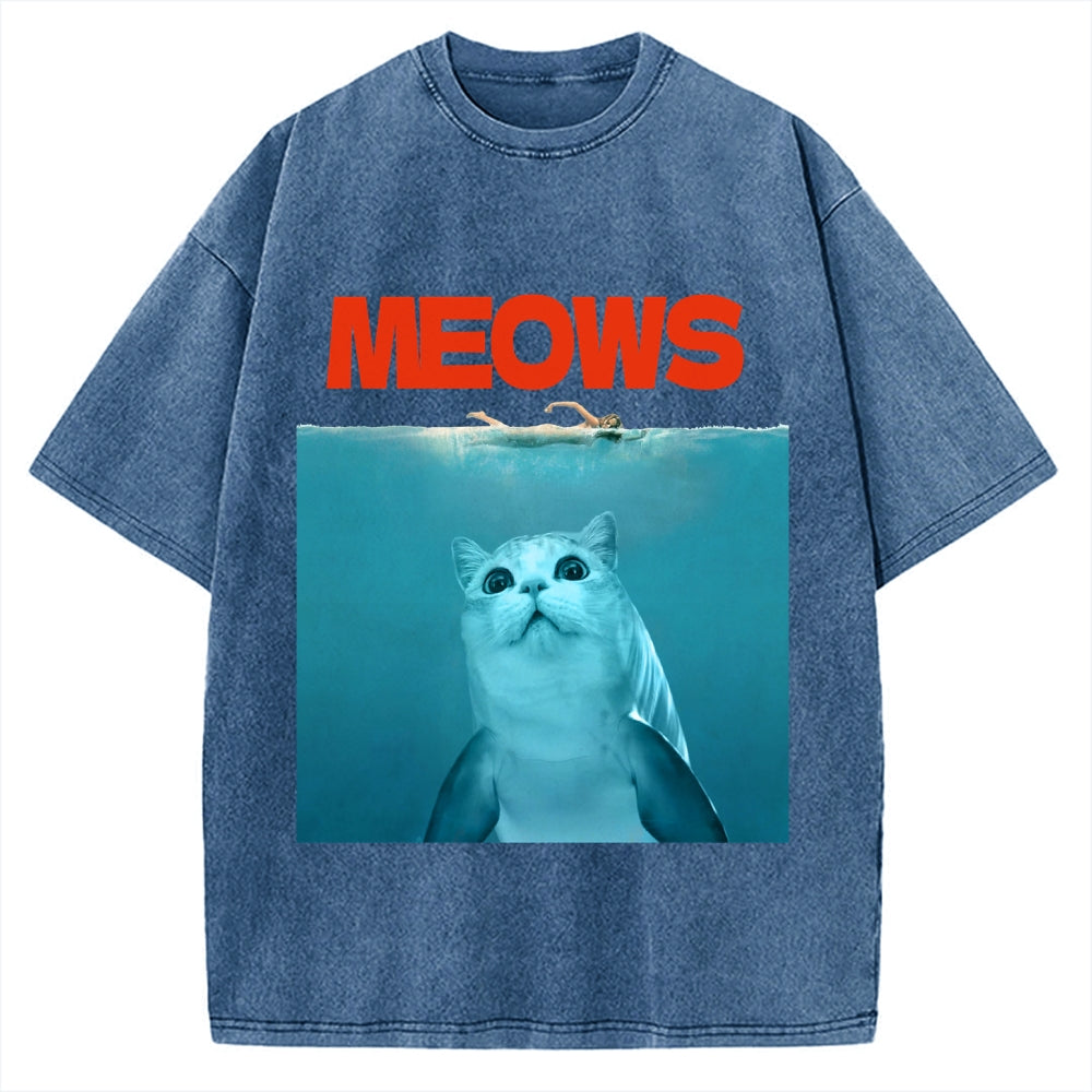 Funny Meows Cat Vintage Washed T-shirt