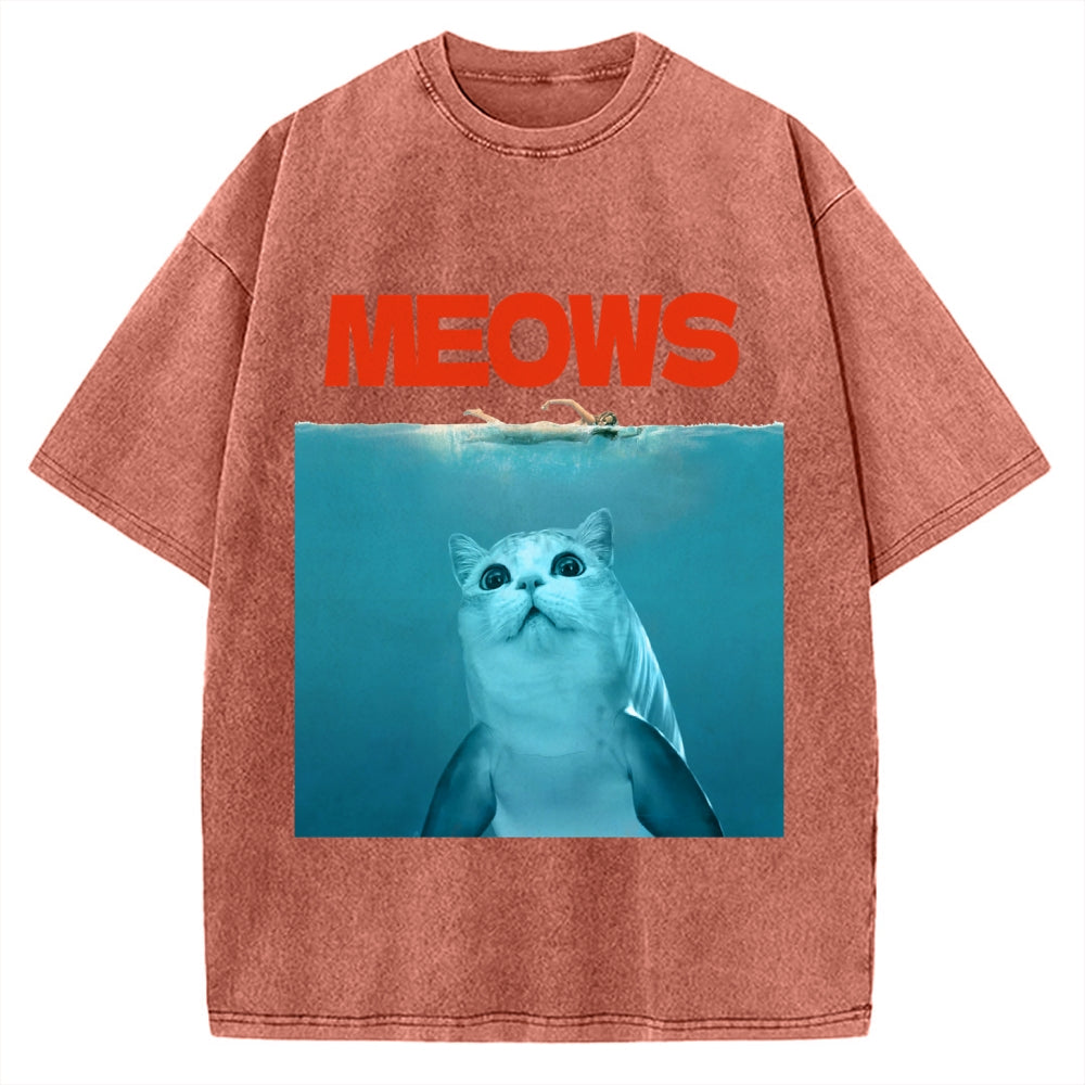 Funny Meows Cat Vintage Washed T-shirt