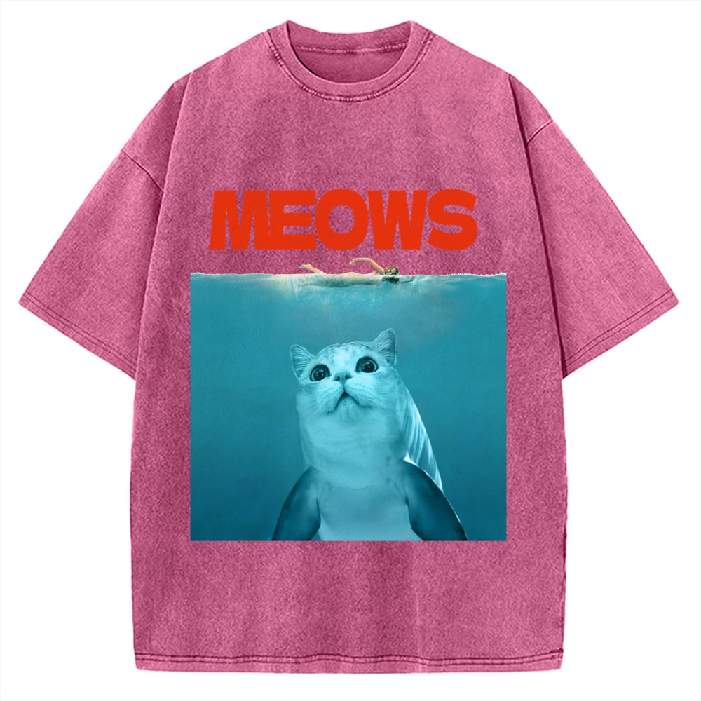 Funny Meows Cat Vintage Washed T-shirt