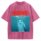 Funny Meows Cat Vintage Washed T-shirt
