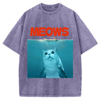 Funny Meows Cat Vintage Washed T-shirt