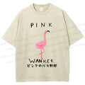 Unisex Pink Wanker Flamingo Printed Washed Tee