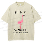 Unisex Pink Wanker Flamingo Printed Washed Tee