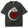 Unisex Japanese Vintage Koi Printed Washed Tee