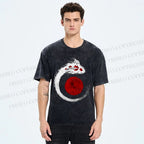 Unisex Japanese Vintage Koi Printed Washed Tee