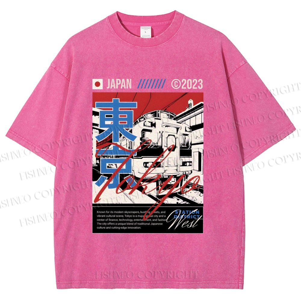 Unisex Tokyo Shinkansen Printed Washed Tee