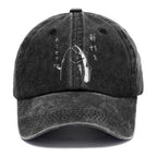 Japanese Fish Hold Up White Washed Cap