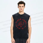 Unisex Tiger Surf Printed Washed Tank Top