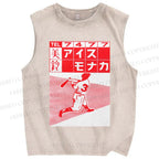 Unisex Vintage Bowling Poster Printed Washed Tank Top