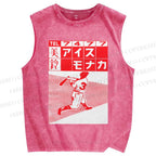 Unisex Vintage Bowling Poster Printed Washed Tank Top
