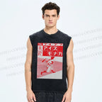Unisex Vintage Bowling Poster Printed Washed Tank Top