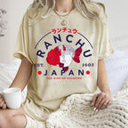 Unisex Japanese Vintage Goldfish Printed Washed Tee