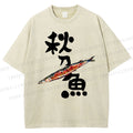Unisex Saury Printed Washed Tee