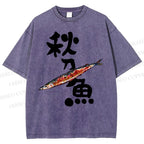 Unisex Saury Printed Washed Tee