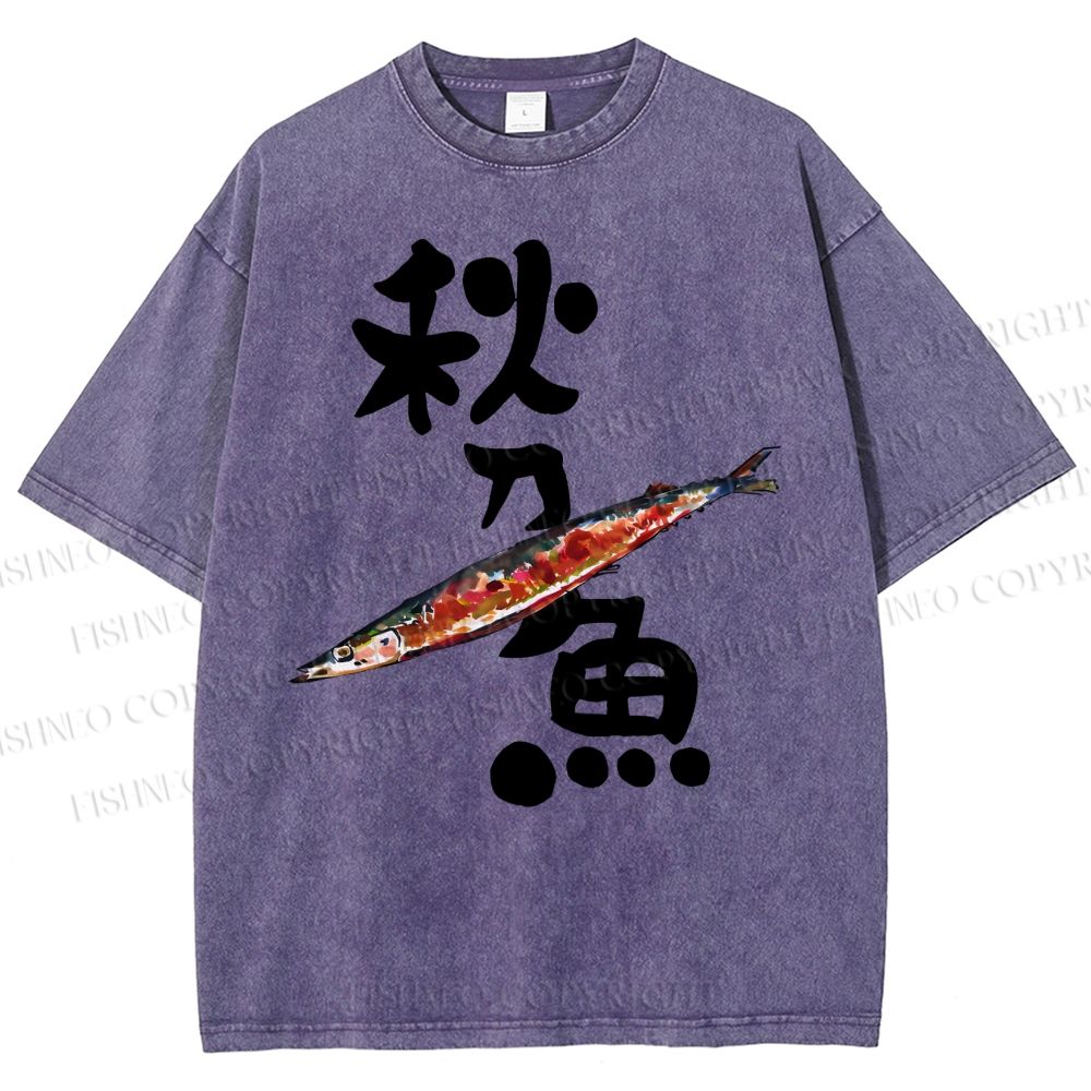 Unisex Saury Printed Washed Tee