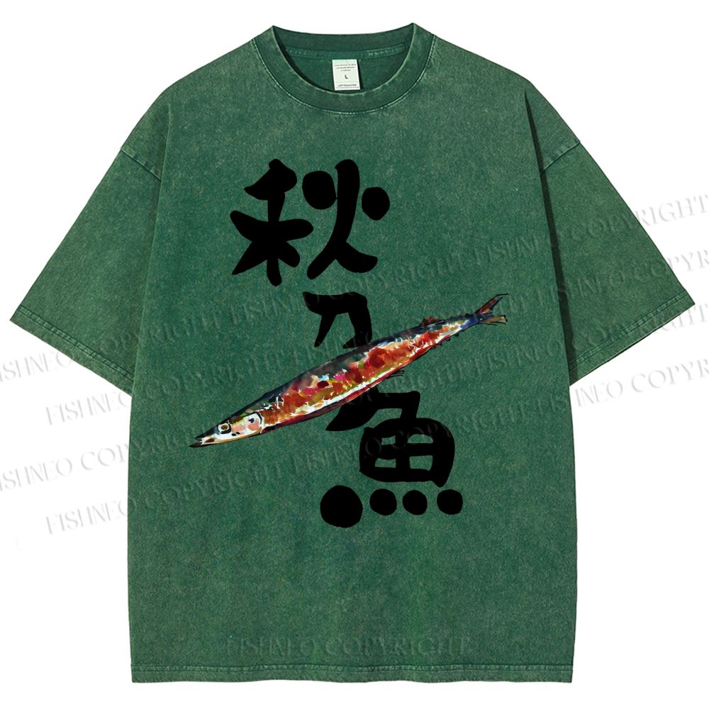 Unisex Saury Printed Washed Tee