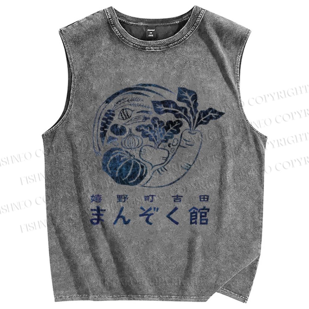 Unisex Vegetables Printed Washed Tank Top