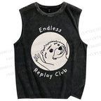 Unisex Endless Replay Club Printed Washed Tank Top