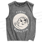 Unisex Endless Replay Club Printed Washed Tank Top