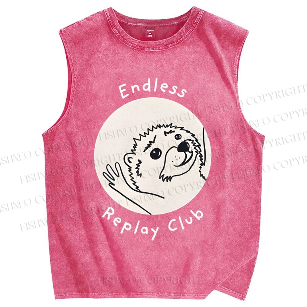 Unisex Endless Replay Club Printed Washed Tank Top