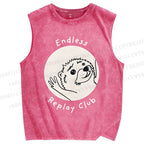 Unisex Endless Replay Club Printed Washed Tank Top