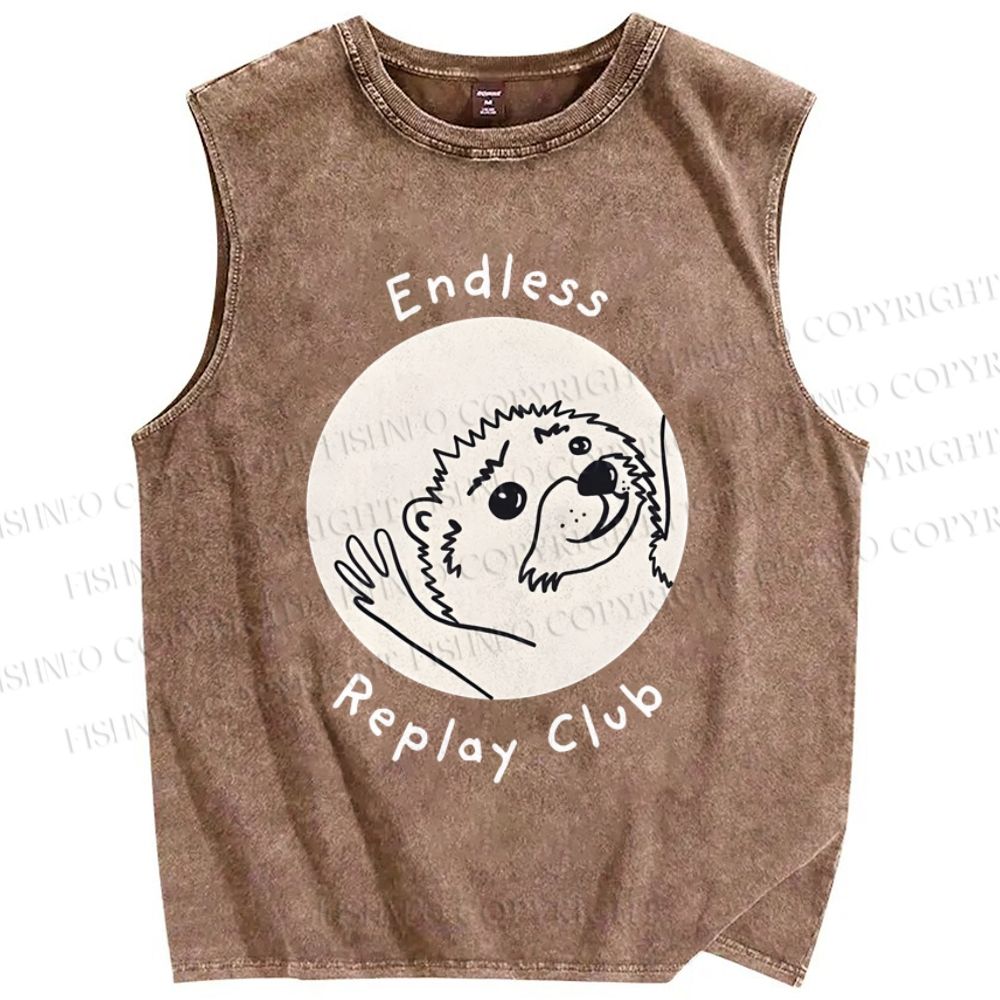 Unisex Endless Replay Club Printed Washed Tank Top