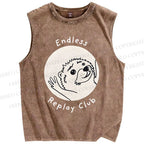 Unisex Endless Replay Club Printed Washed Tank Top