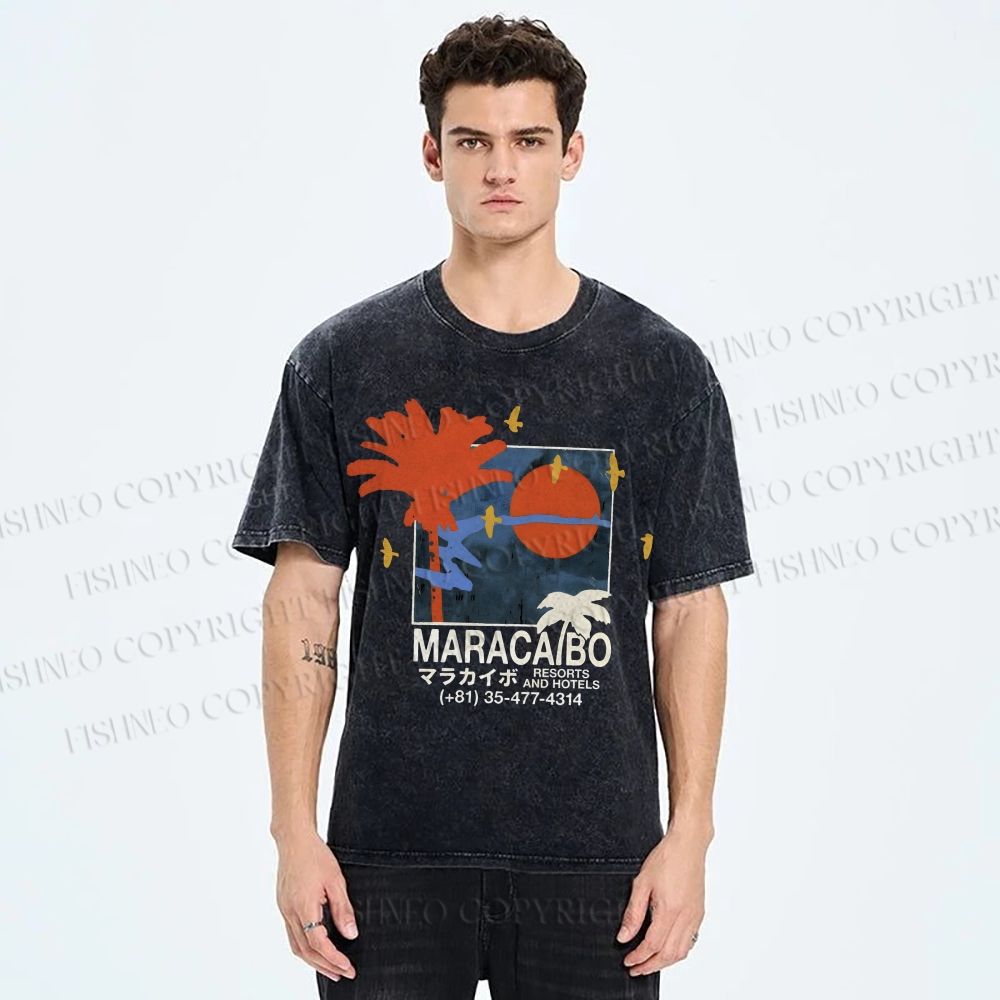 Unisex Maracabo Printed Washed Tee