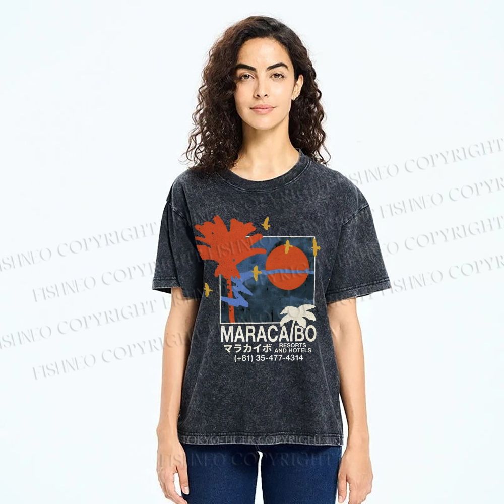 Unisex Maracabo Printed Washed Tee