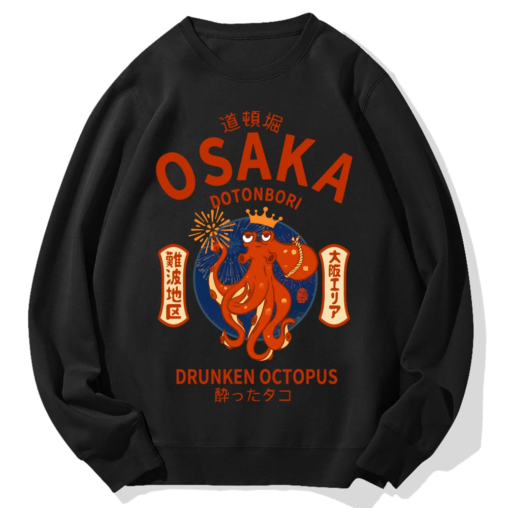 Osaka Dotonbori Drunken Octopus Cotton Sweatshirt