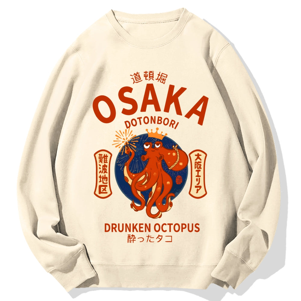 Osaka Dotonbori Drunken Octopus Cotton Sweatshirt
